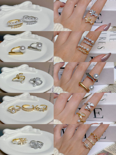 کالکشن انگشتر مرواریدی ابکاری طلا