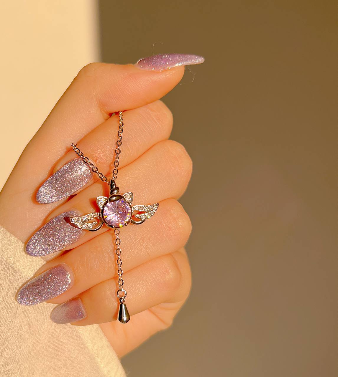 کالکشن گردنی صورتی طرح جواهر